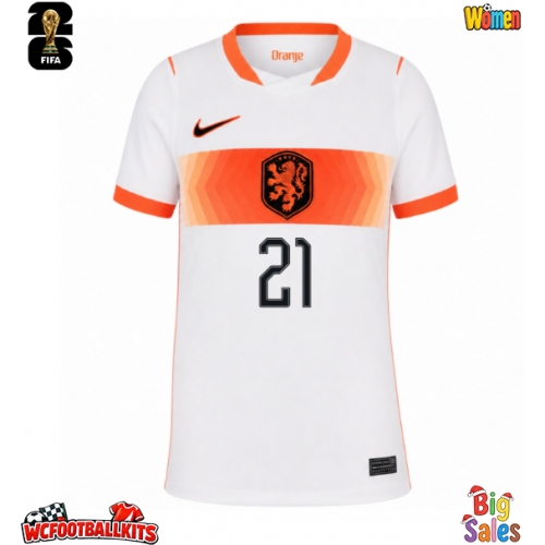 Netherlands Frenkie de Jong #21 Replica Away Stadium Shirt for Women World Cup 2026 Short Sleeve